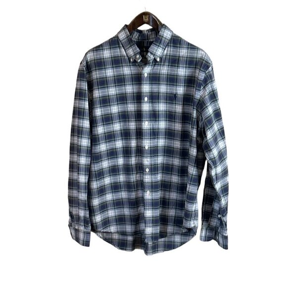 Ralph Lauren Mens Custom Fit Long Sleeve Shirt Blue Green Plaid Size XL - Picture 1 of 5